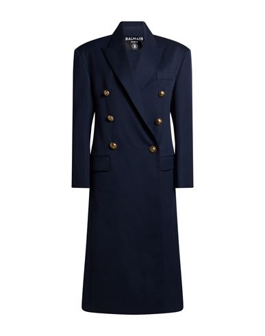 Balmain Woman Coat Midnight Blue Size 2 Wool