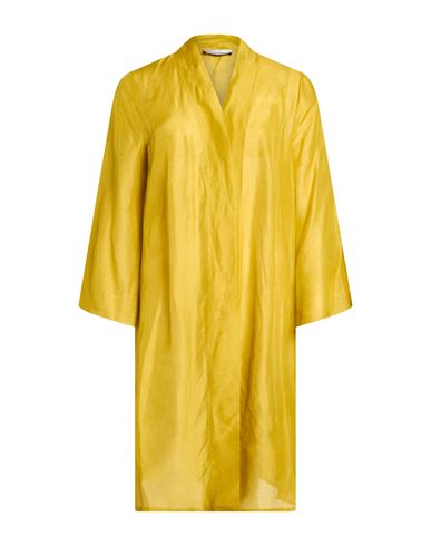 Maria Bellentani Woman Overcoat & Trench Coat Mustard Size 8 Linen, Rayon, Viscose In Yellow