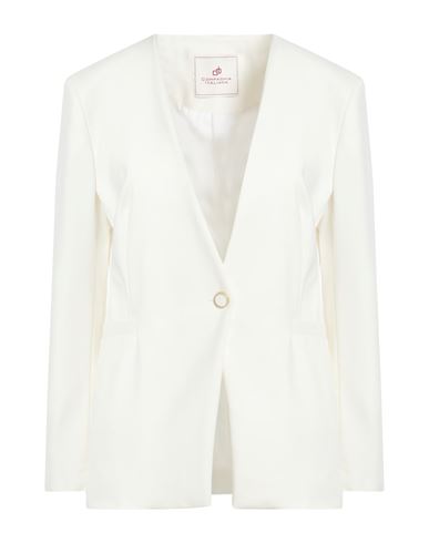 Compagnia Italiana Woman Blazer Ivory Size 8 Cotton, Polyester, Rubber In White