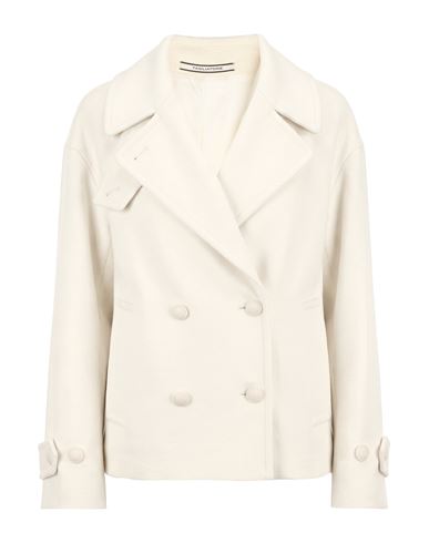 Tagliatore 02-05 Woman Coat Ivory Size 4 Virgin Wool In White