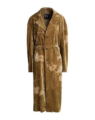 Y's Yohji Yamamoto Woman Coat Khaki Size 2 Rayon, Polyester, Polyurethane In Beige