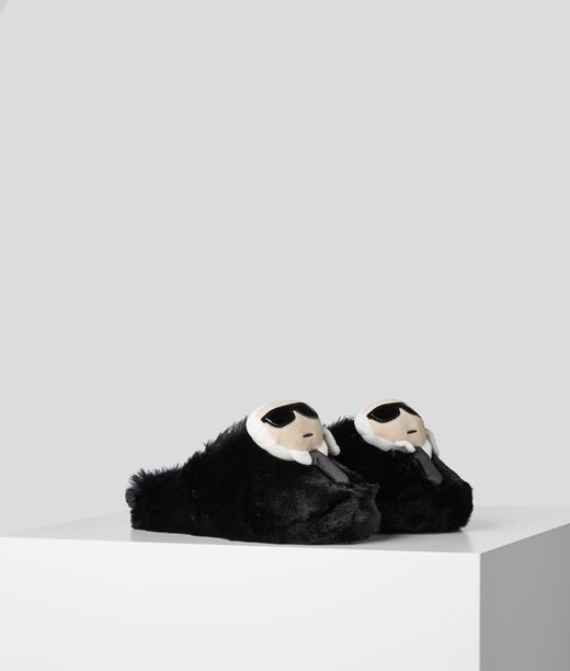 Karl Lagerfeld Damen K/ikonik Karl Slipper Black 100% Polyester, Größe: L
