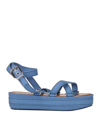 Shop Marni Woman Sandals Pastel Blue Size 7 Textile Fibers