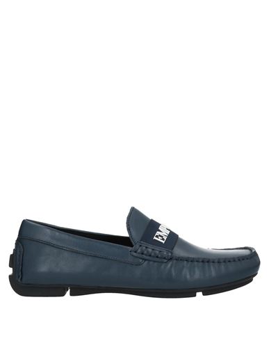 Emporio Armani Man Loafers Slate Blue Size 6.5 Bovine Leather, Textile Fibers