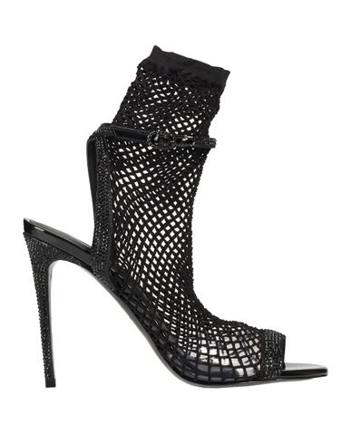 Le Silla Woman Sandals Black Size 8 Textile Fibers, Leather