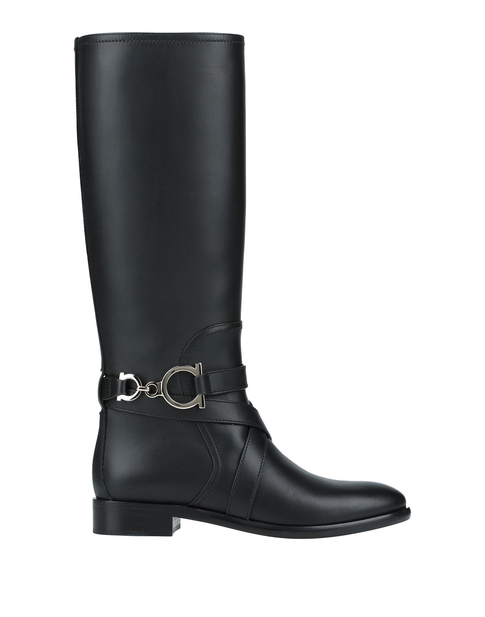 Ferragamo Gancini Knee-high Leather Boots In Black