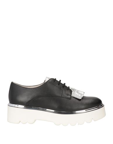 Cafènoir Woman Lace-up Shoes Black Size 7 Soft Leather