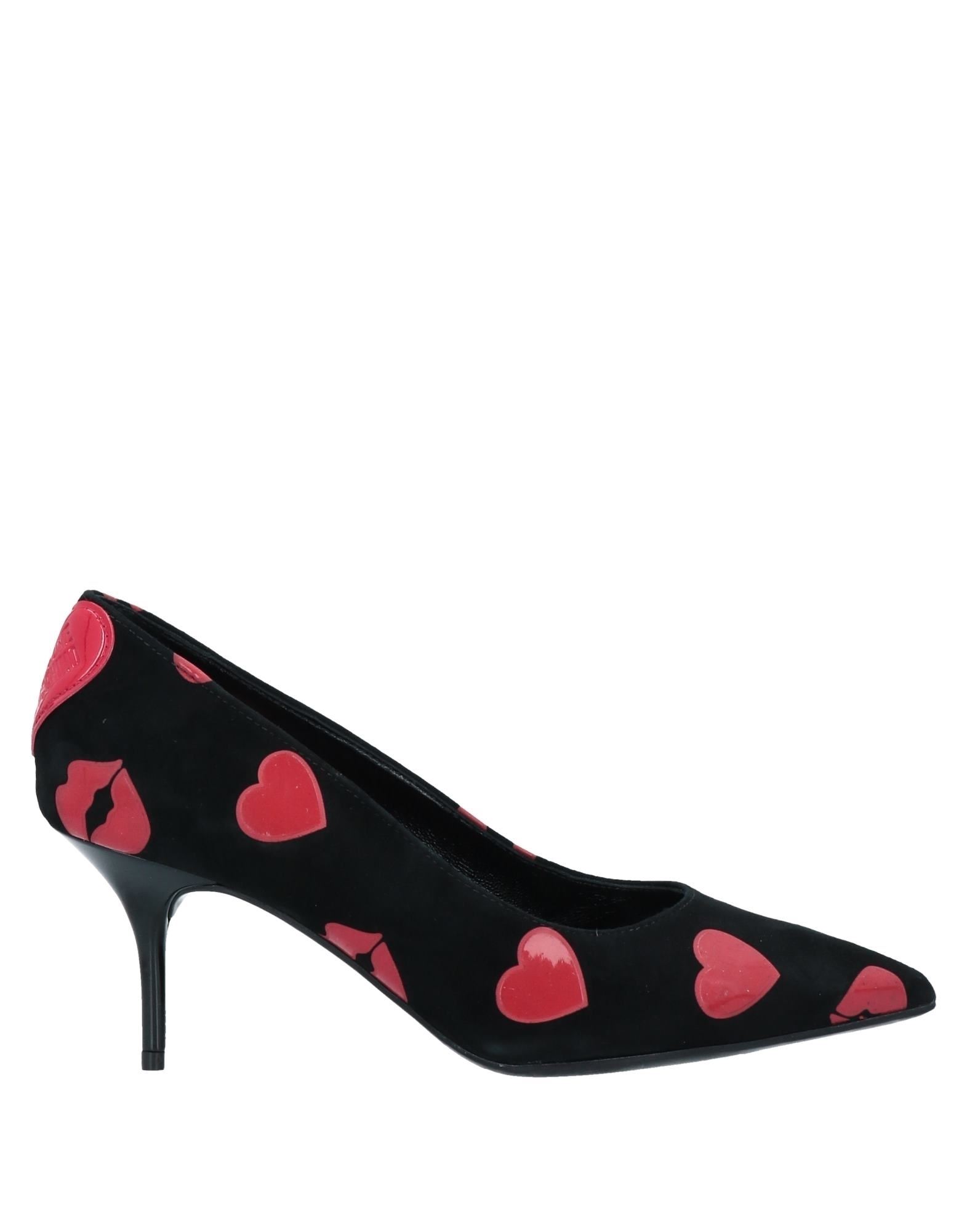 Love Moschino Appliquéd Printed Suede Pumps In Black | ModeSens