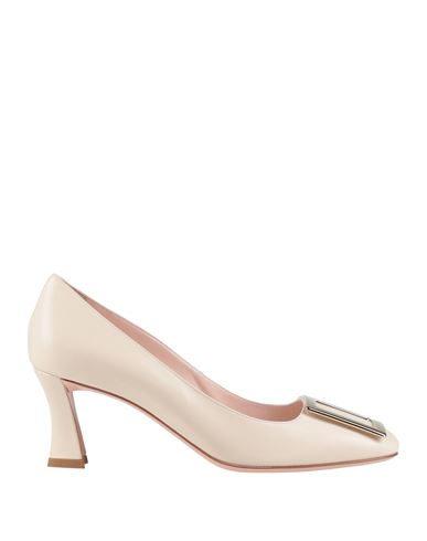 Roger Vivier Woman Pumps Ivory Size 10 Soft Leather In Gold