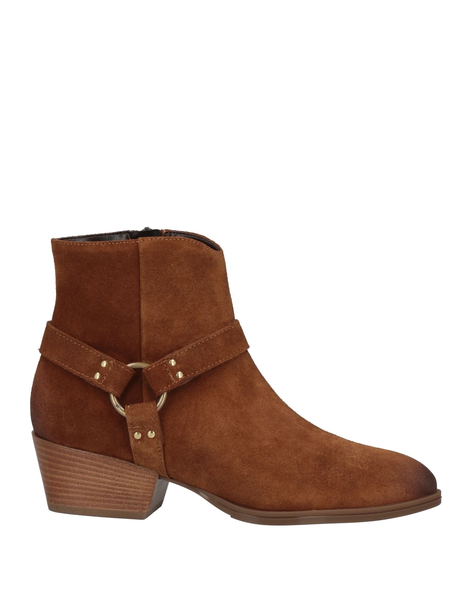 Lorenzo Mari Woman Ankle Boots Camel Size 6 Leather In Beige
