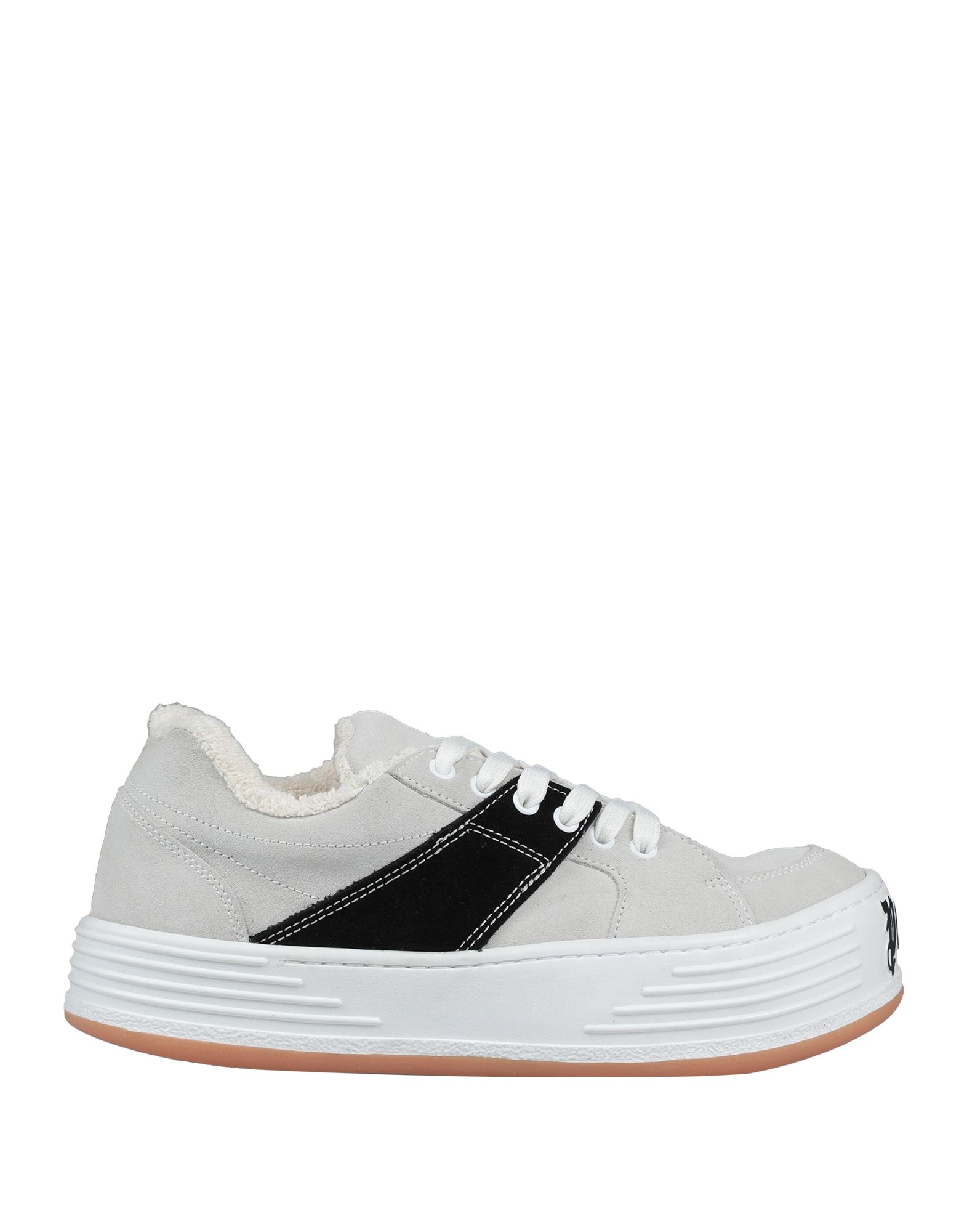 Palm Angels Logo-print Stripe-detail Sneakers In Light Grey
