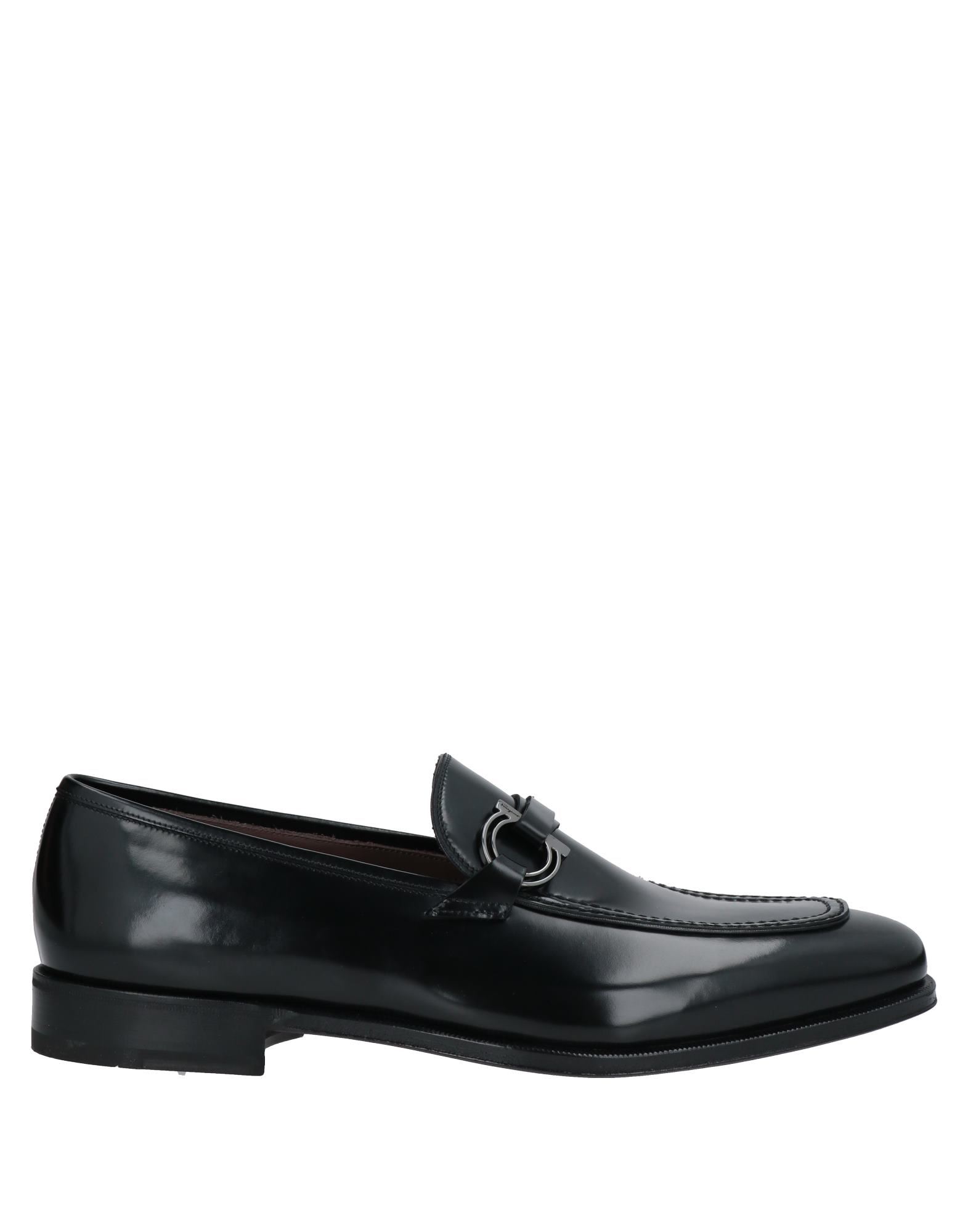 Ferragamo Leather David Loafer With Gancini Hook For Men In Black