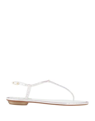 René Caovilla Rene' Caovilla Woman Thong Sandal White Size 6.5 Textile Fibers In White