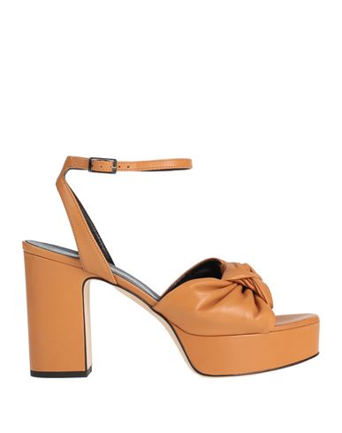 Shop Guglielmo Rotta Woman Sandals Camel Size 10 Soft Leather In Beige