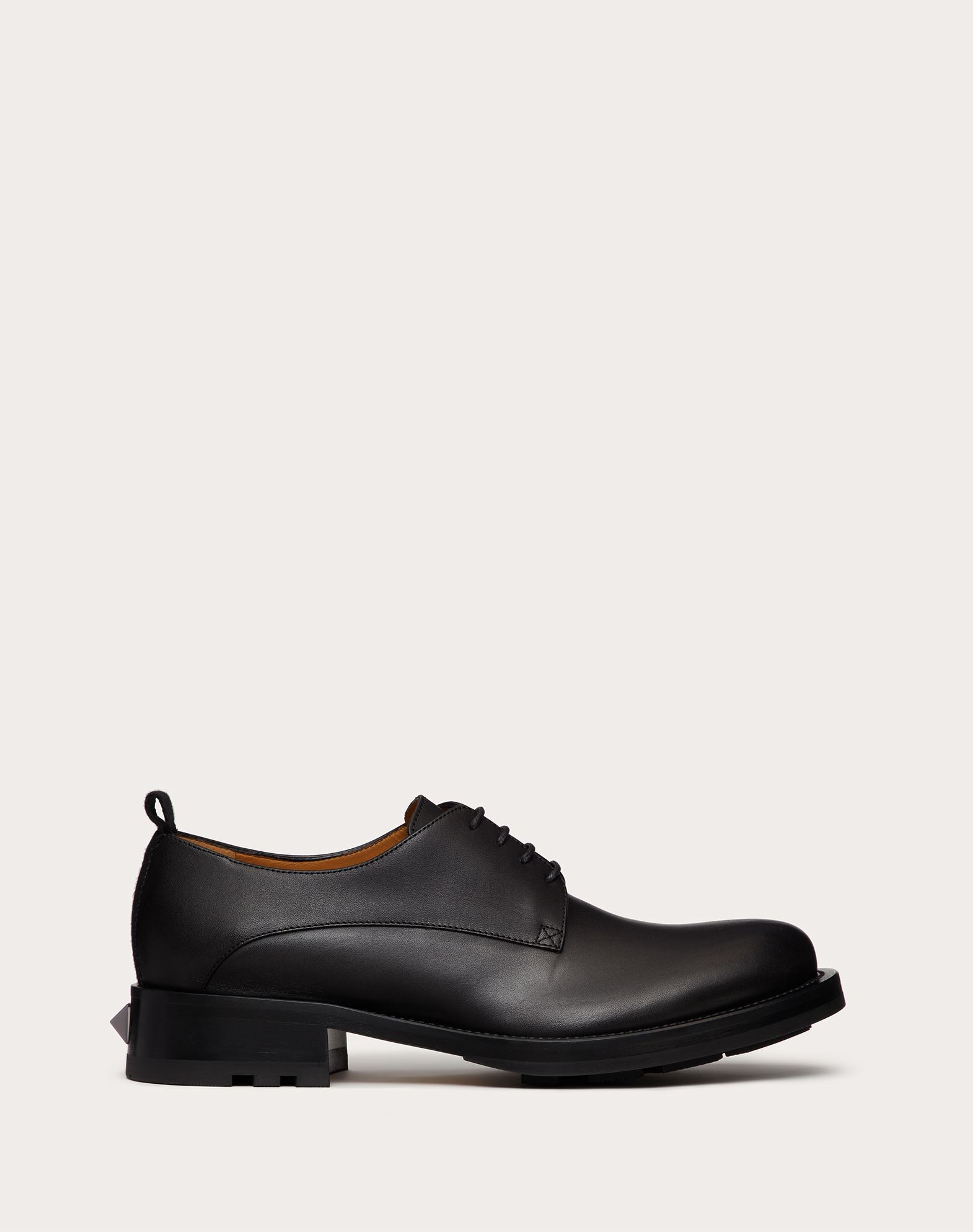 Valentino Roman Stud Derby In Leather With Maxi Stud In Black