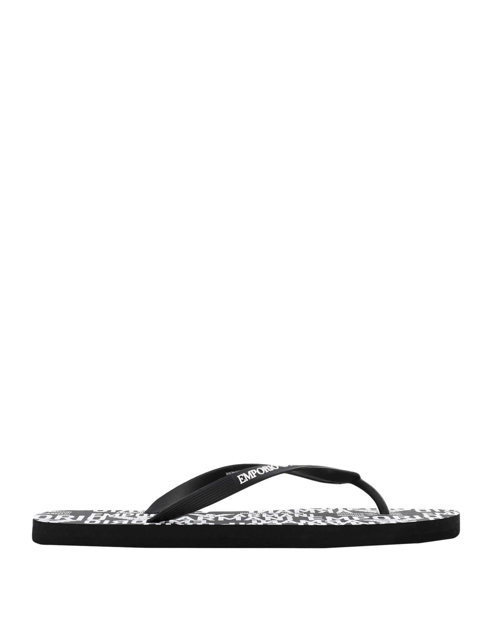 Emporio Armani Toe Strap Sandals In Black