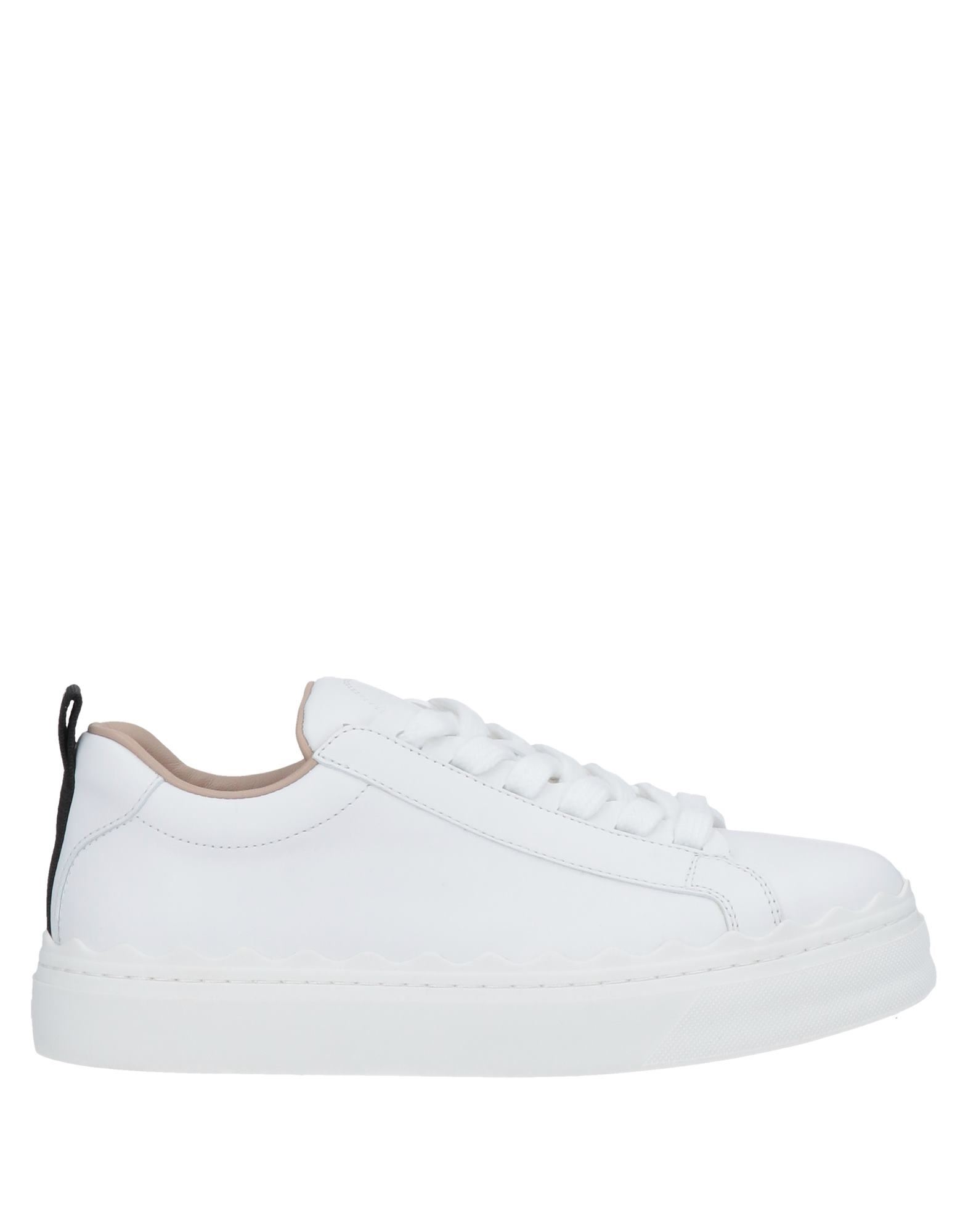 Chloé Chloe White Leather Lauren Low-top Sneakers In White
