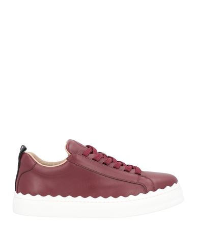 Chloé Woman Sneakers Burgundy Size 9 Soft Leather In Red
