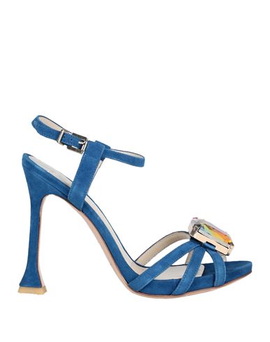 Shop Gianni Marra Woman Sandals Blue Size 8 Soft Leather