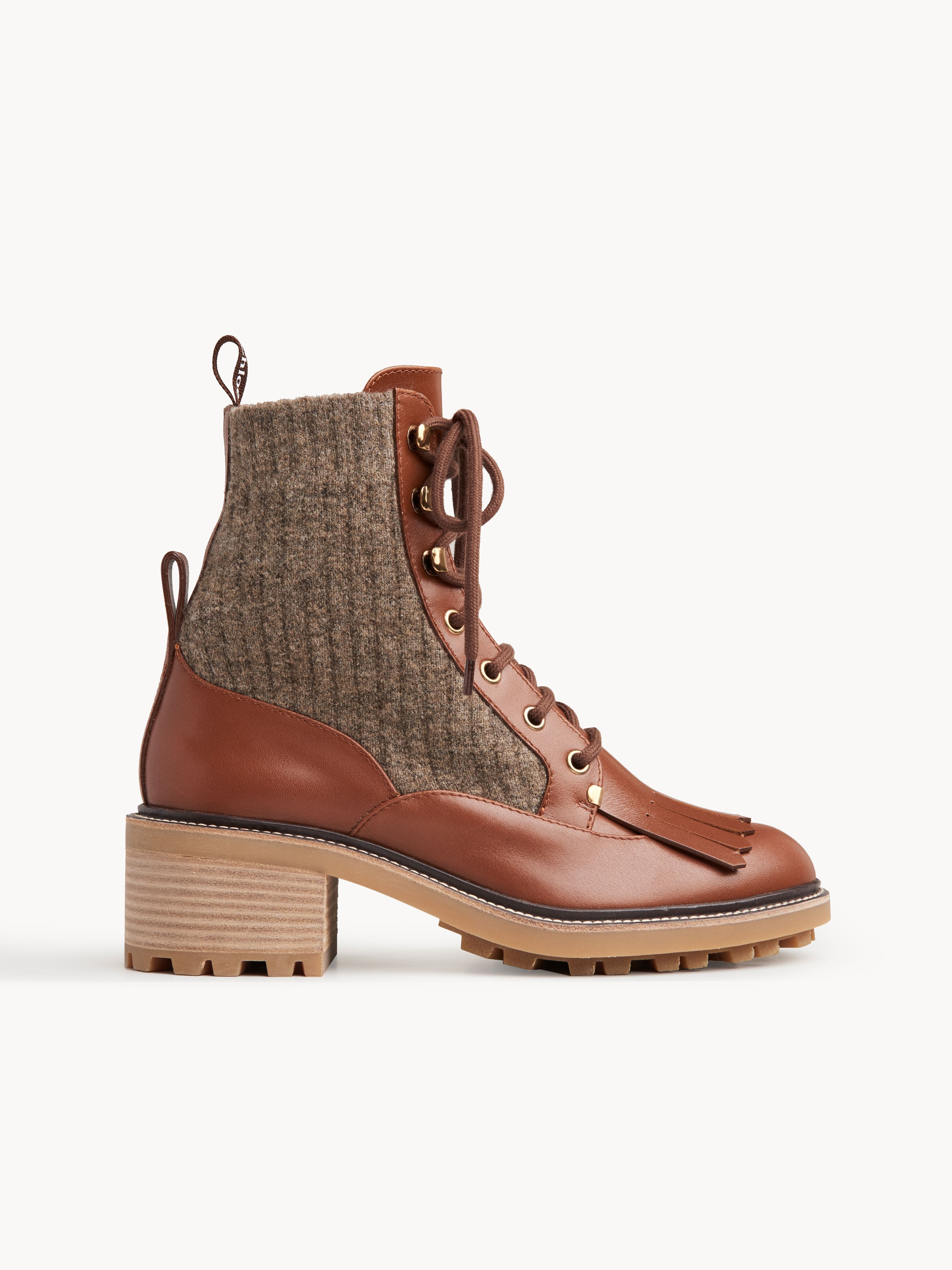 chloé franne lug sole leather sock boots