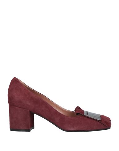 Pollini Woman Loafers Burgundy Size 5 Soft Leather In Red