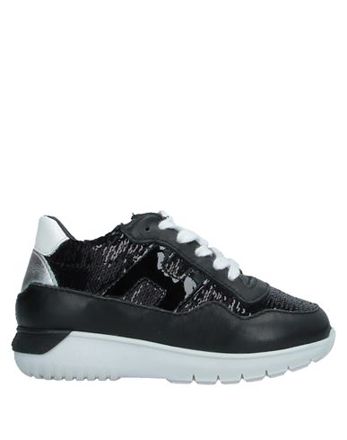 Hogan Woman Sneakers Black Size 10c Soft Leather, Textile Fibers In Black