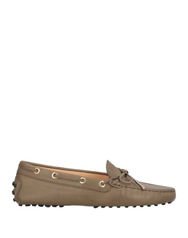 TOD'S TOD'S WOMAN LOAFERS KHAKI SIZE 6.5 LEATHER 