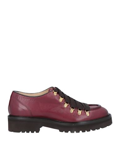 Doucal's Woman Lace-up Shoes Burgundy Size 10 Soft Leather In Red