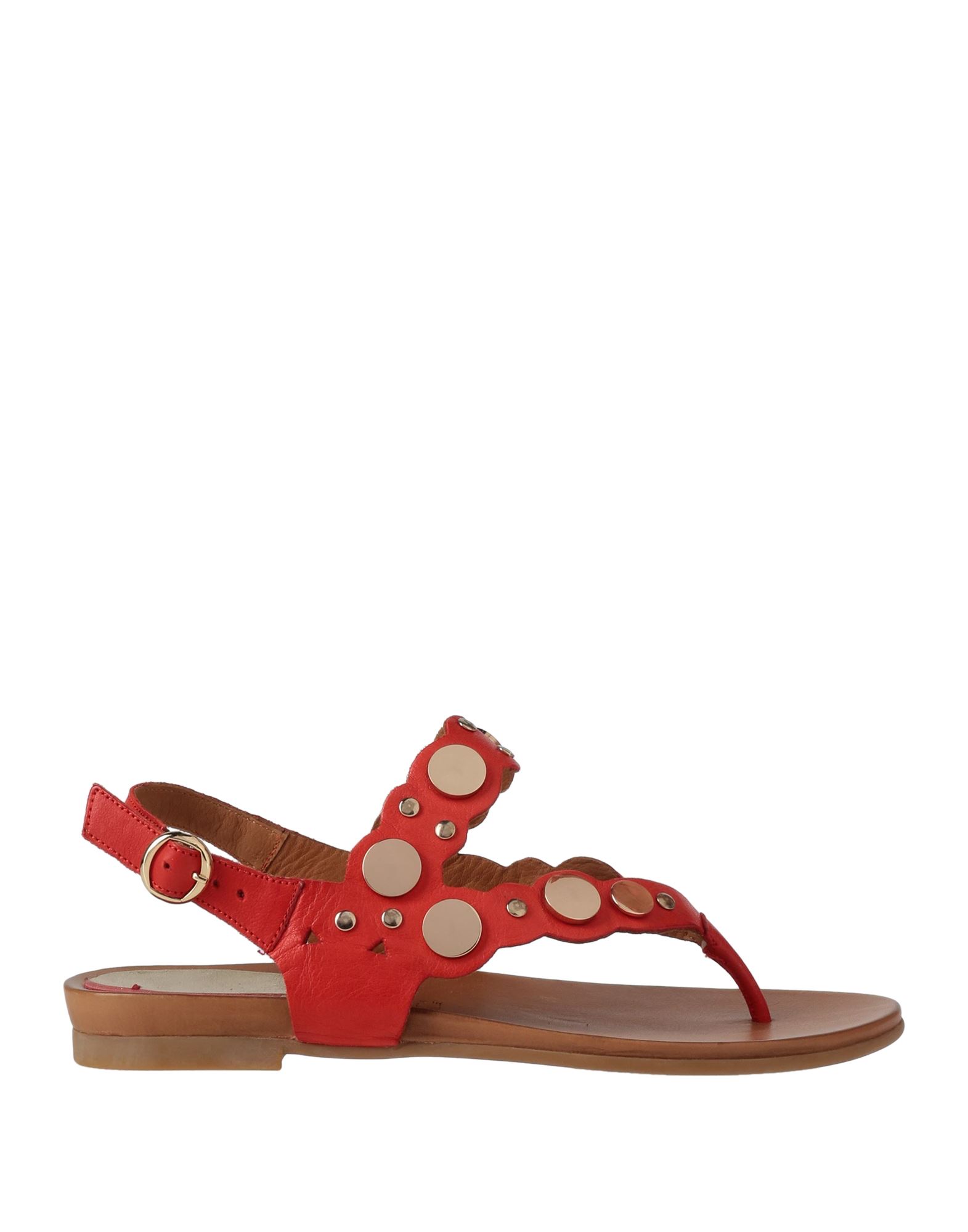 Cafènoir Woman Thong Sandal Tomato Red Size 7 Soft Leather