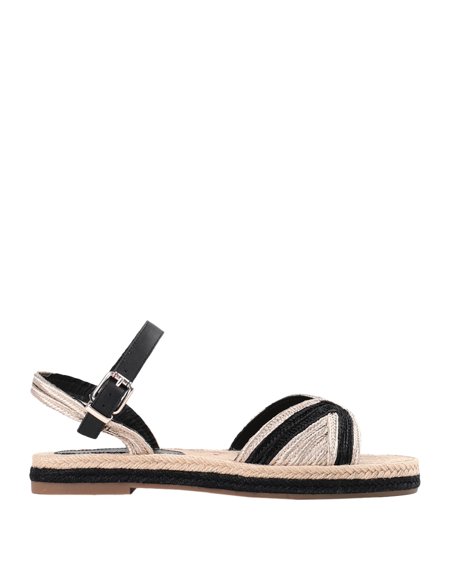 《セール開催中》TOMMY HILFIGER レディース サンダル ブラック 36 ポリエステル 70% / 革 30% TH ARTISANAL FLAT SANDALS