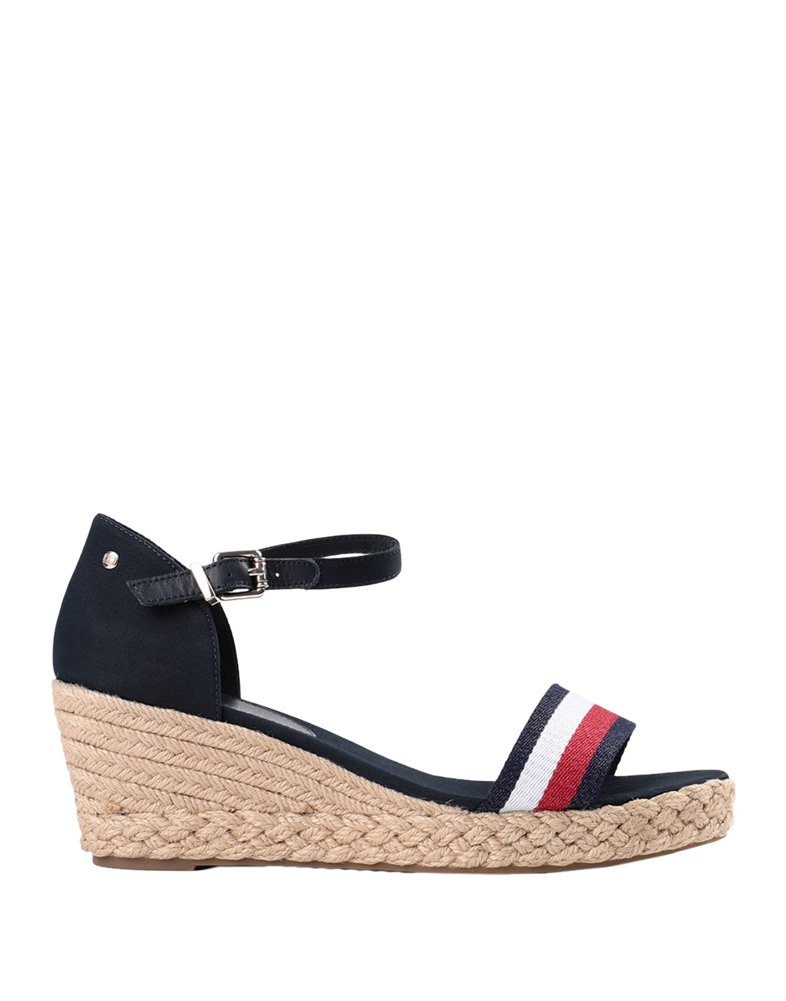 《セール開催中》TOMMY HILFIGER レディース サンダル ダークブルー 39 コットン 50% / ポリエステル 40% / 革 10% SHIMMERY RIBBON MID SANDALS