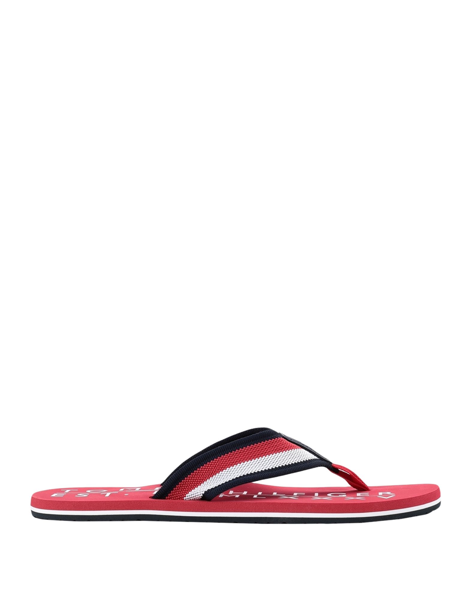 《セール開催中》TOMMY HILFIGER メンズ トングサンダル レッド 42 ナイロン 75% / ポリエステル 25% CORPORATE PRINT FLIP FLOPS