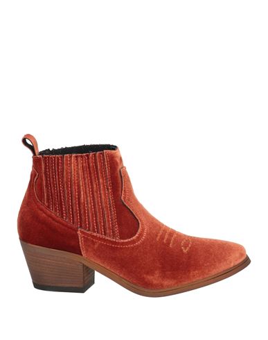 Je T'aime Woman Ankle Boots Rust Size 8 Textile Fibers In Red