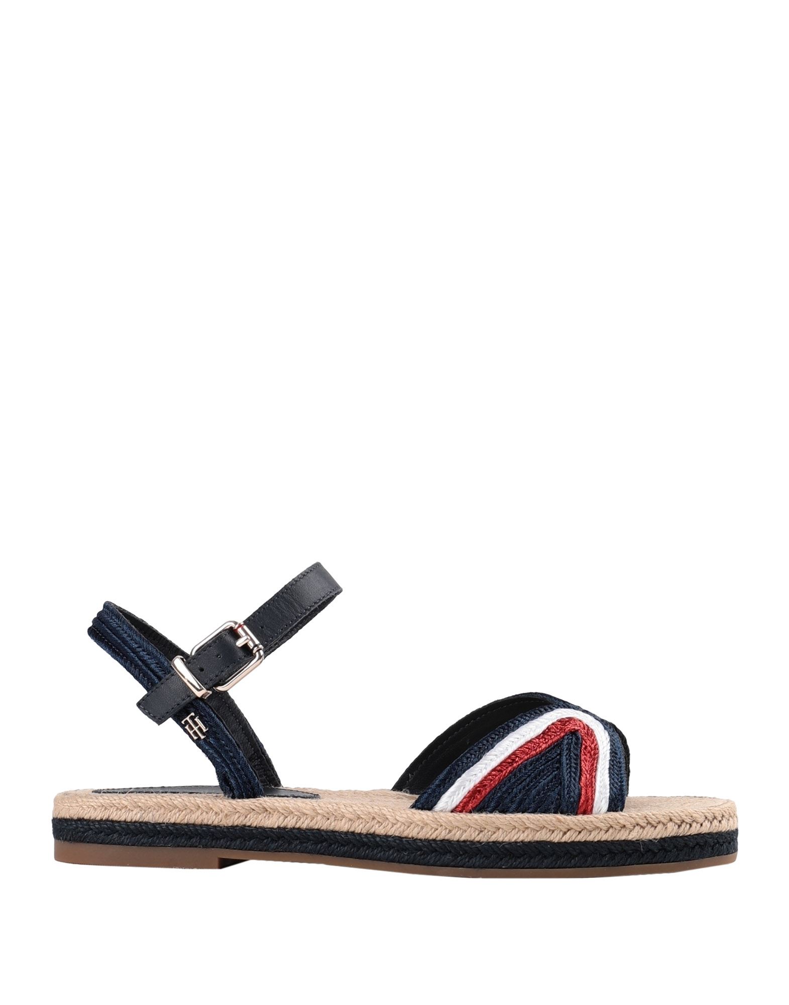 《セール開催中》TOMMY HILFIGER レディース サンダル ダークブルー 38 PES - ポリエーテルサルフォン / 革 TH ARTISANAL FLAT SANDALS