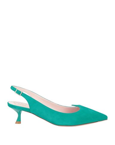 Roger Vivier Woman Pumps Emerald Green Size 6 Leather In Blue