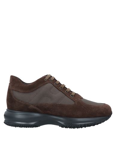 Hogan Woman Sneakers Brown Size 7.5 Soft Leather, Textile Fibers