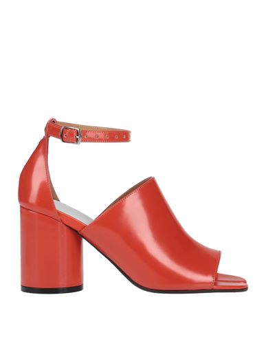 Shop Maison Margiela Woman Sandals Rust Size 8 Leather In Red