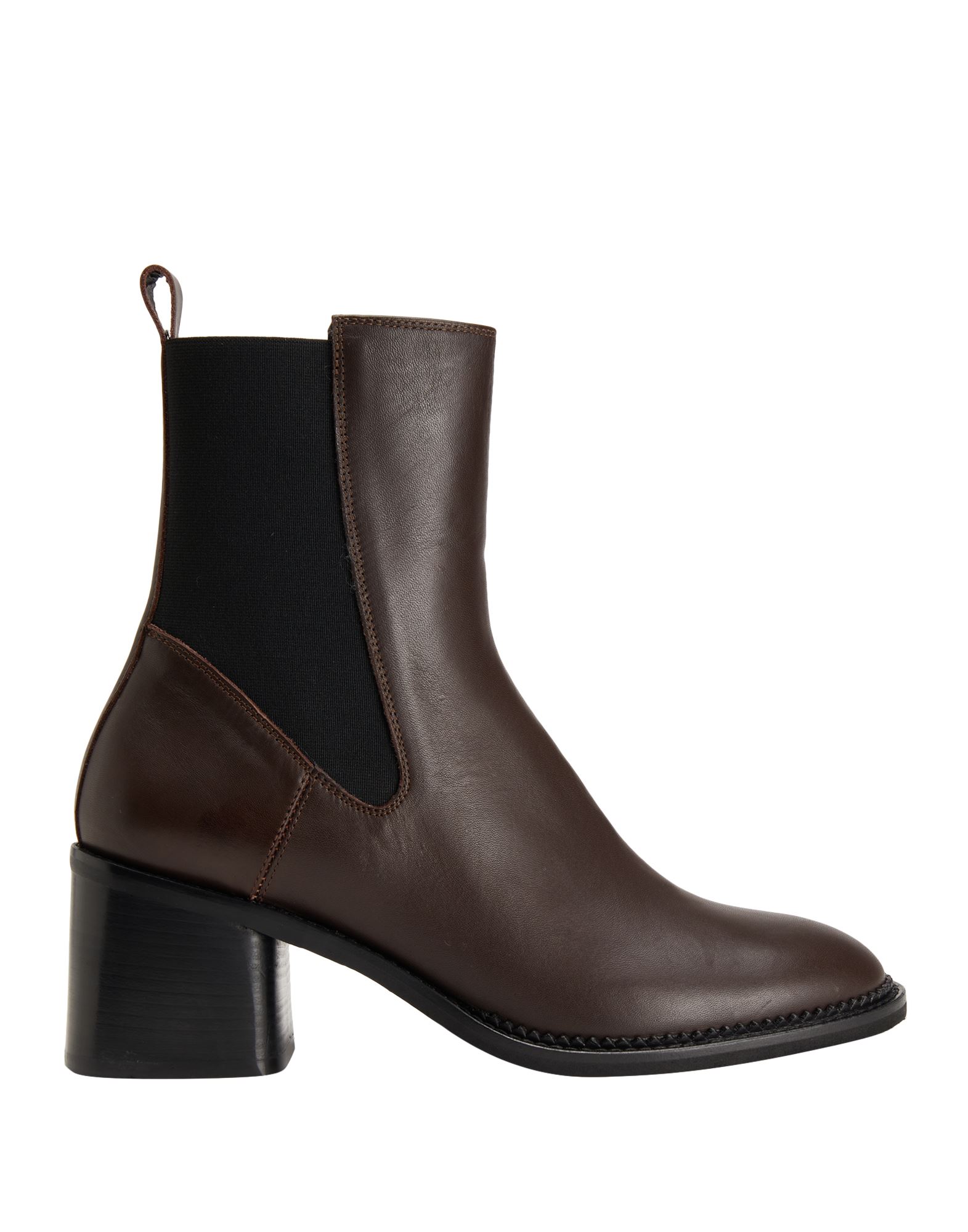 《セール開催中》8 by YOOX レディース ショートブーツ ダークブラウン 35 牛革（カーフ） 100% LEATHER CHELSEA ROUND HEEL ANKLE BOOT