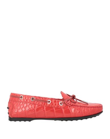 Tod's Woman Loafers Red Size 5.5 Soft Leather