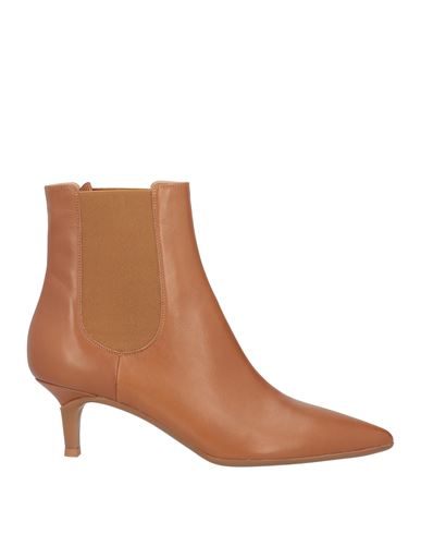 Gianvito Rossi Woman Ankle Boots Tan Size 8.5 Calfskin, Textile Fibers In Brown