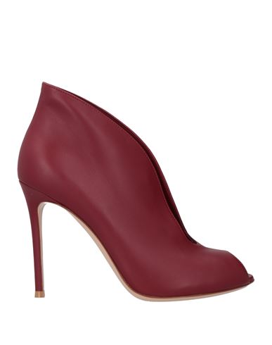 Gianvito Rossi Woman Ankle Boots Burgundy Size 10.5 Soft Leather In Red