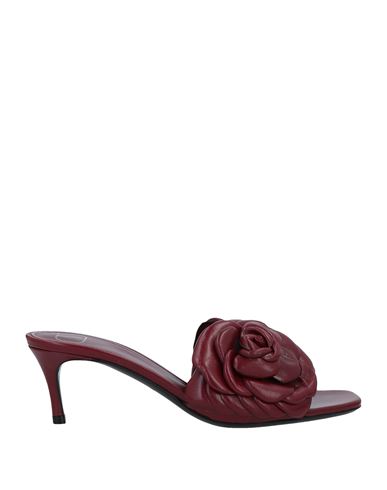 Shop Valentino Garavani Woman Sandals Burgundy Size 8 Soft Leather In Red