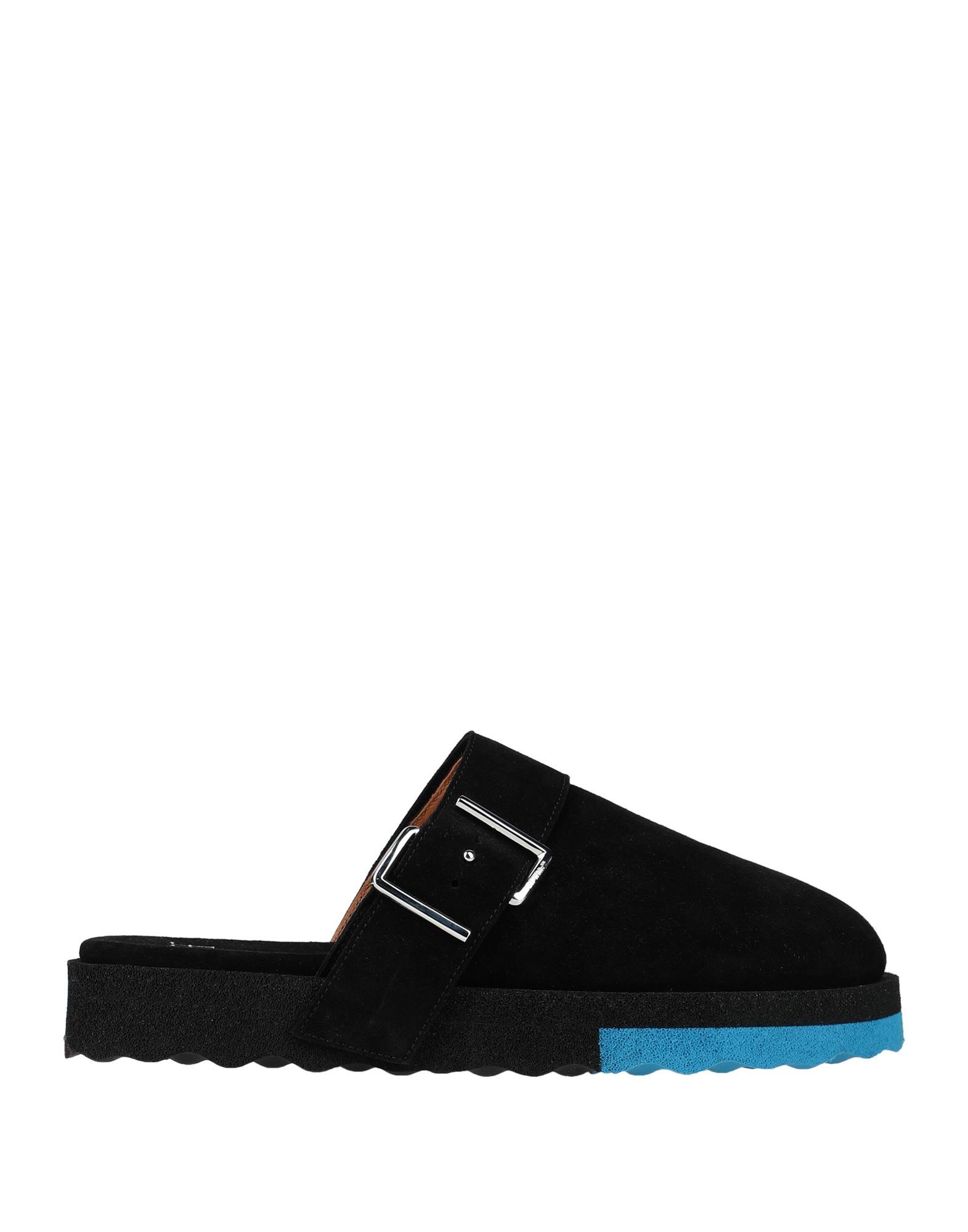 Off-white Comfort Leather Buckle Slippers In Black