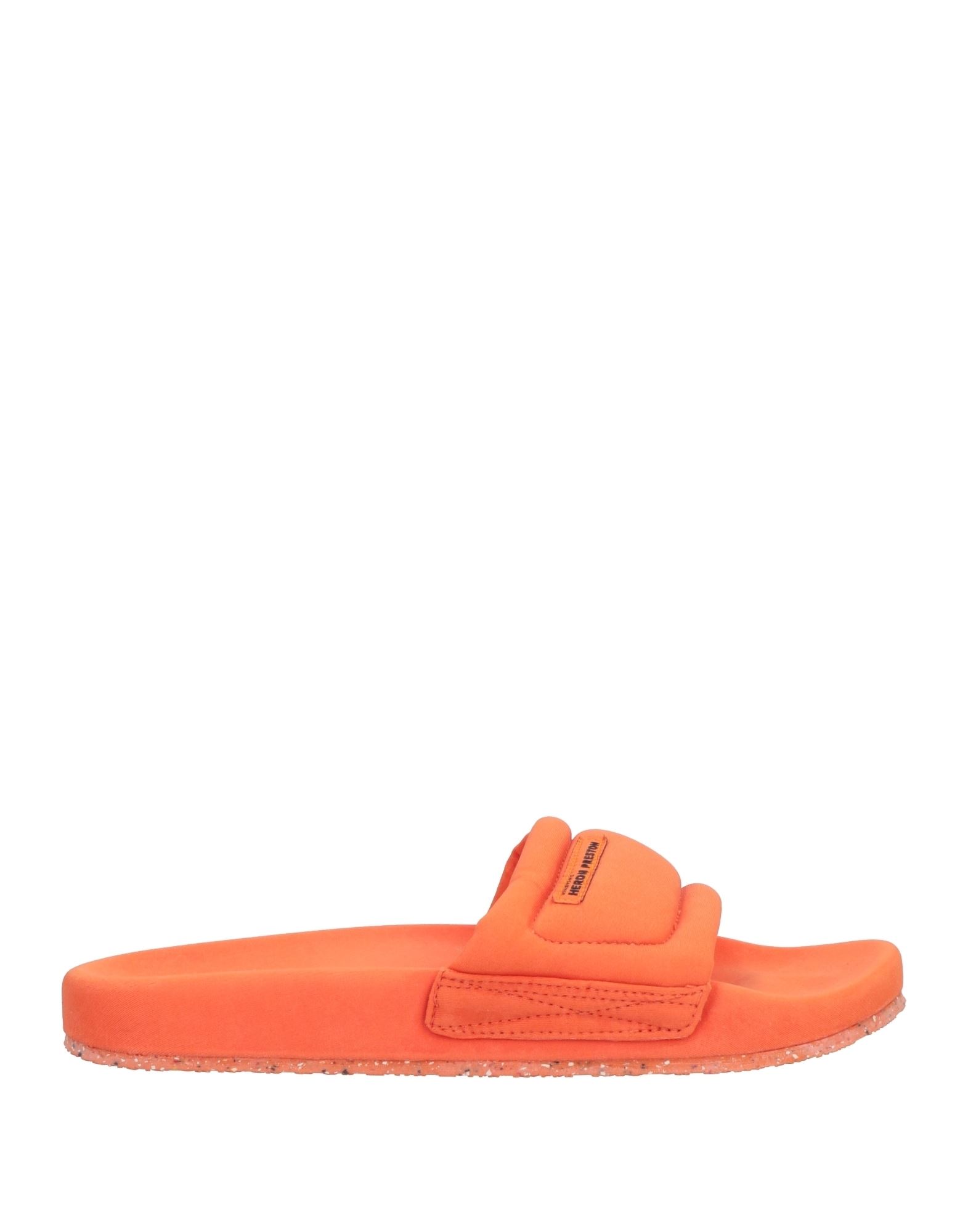 HERON PRESTON HERON PRESTON MAN SANDALS ORANGE SIZE 10 SOFT LEATHER, TEXTILE FIBERS