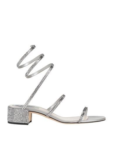 René Caovilla Rene' Caovilla Woman Sandals Grey Size 6.5 Textile Fibers In Silver