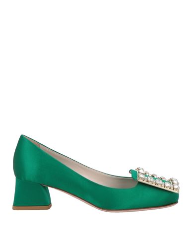 Roger Vivier Woman Pumps Emerald Green Size 6 Textile Fibers In Green