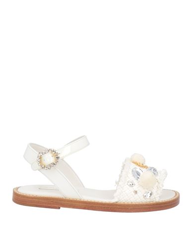 Dolce & Gabbana Babies'  Toddler Girl Sandals White Size 9c Textile Fibers, Soft Leather