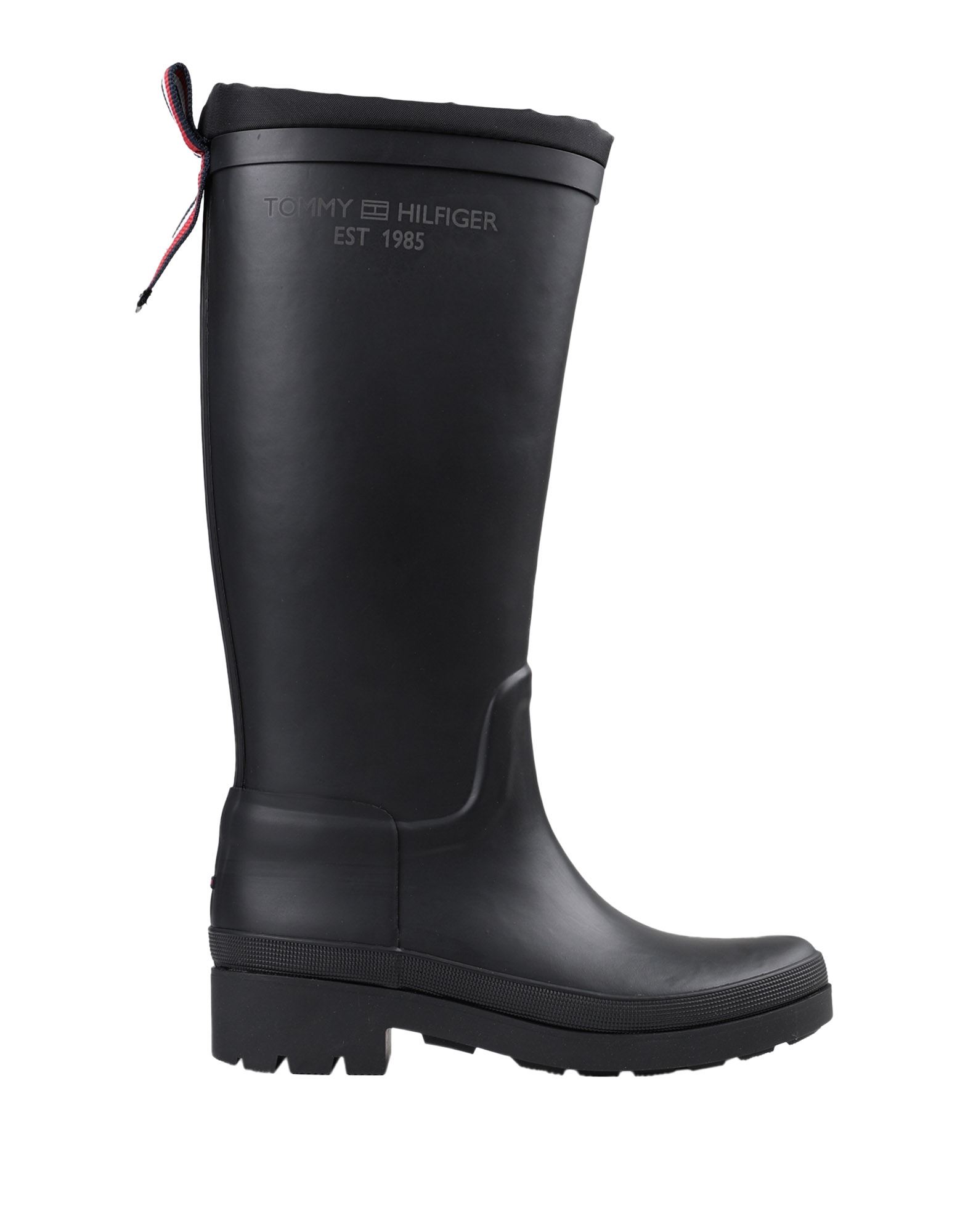 《セール開催中》TOMMY HILFIGER レディース ブーツ ブラック 36 ゴム 80% / ポリエステル 20% TH OVERKNEE RAINBOOTS