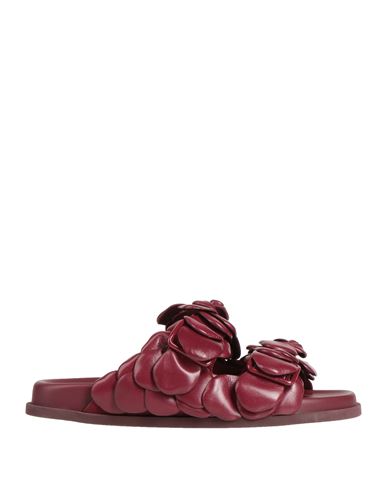 Valentino Garavani Woman Sandals Burgundy Size 8.5 Soft Leather In Red