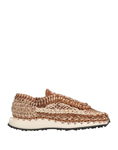 Valentino Garavani Man Sneakers Camel Size 9 Textile Fibers In Neutral
